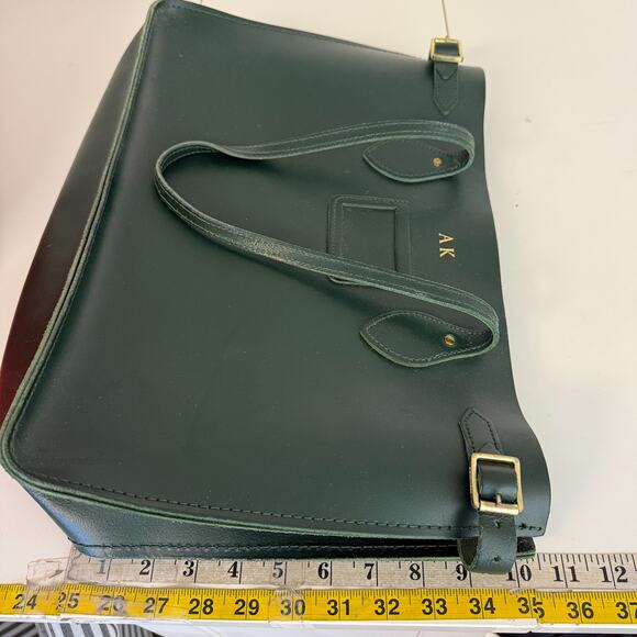 The Cambridge Satchel Company Tote Bag Leather in Racing Green Gold “AK” - Picture 11 of 13